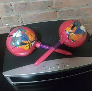 Beautiful Hand Painted Large Wooden Maracas